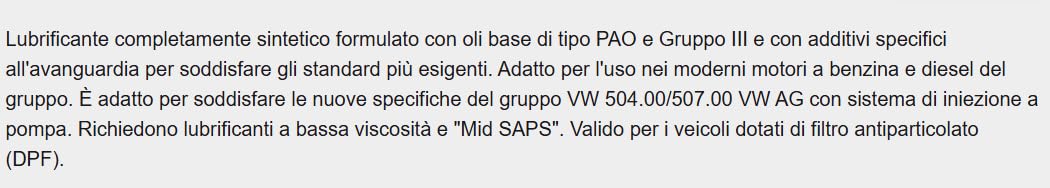 Olio Motore Alder 0w30 Acea C2/C3 -API SN/CF-VW 504.00/507.OO-BM LONG LIFE 04-MB 22952 -PORSC C 30 - FIAT 9.555535 DS1-GS1.Per Diesel e Benzina 5 Litri