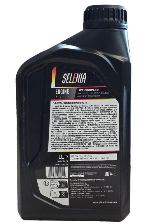 ricambi auto smc Olio Motore SELENIA WR Forward SAE 0W-30 ACEA C2 Diesel Euro 6 5 Litri