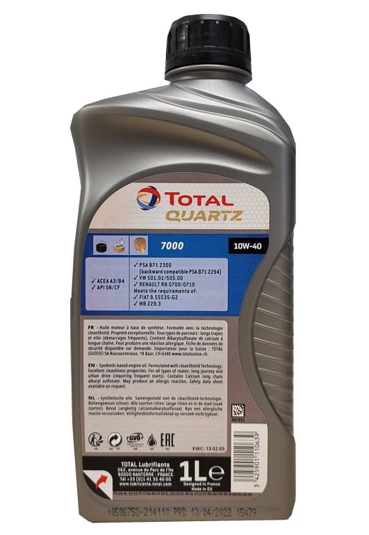 7 LITRI OLIO MOTORE TOTAL QUARTZ 7000 10W-40