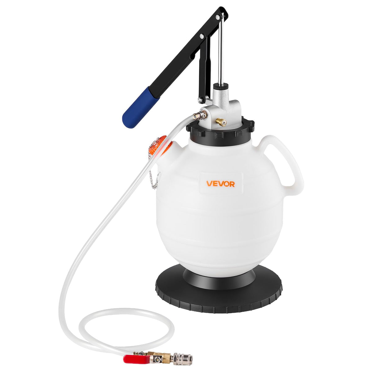 VEVOR Pompa per Fluido di Trasmissione, capacità 7,5 L, Pompa di Trasferimento Fluido con 8 Adattatori ATF e Attacco di Uscita da 120 cm, Erogatore per Estrattore di Olio per Auto, Tosaerba
