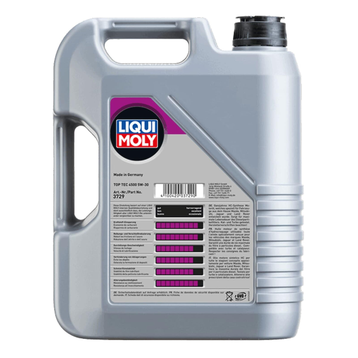 LIQUI MOLY Olio motore Top Tec 5W-30 5 L Compatibilità con PEUGEOT 206 2 volumi/Coda spiovente 2A/C 207 WA, WC 308 I Hatchback 4A, 4C 307 3A/C, CITROËN C3 I Hatchback FC, FN
