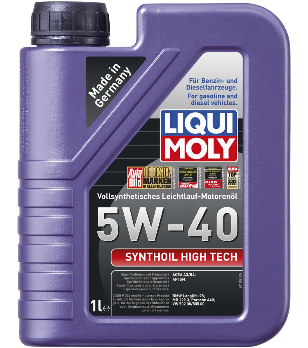 LIQUI MOLY Olio motore Synthoil 5W-40 Olio sintetico 1 L Compatibilità con RENAULT Clio 3 Hatchback BR0/1, CR0/1 Clio 2 BB0/1/2, CB0/1/2 Clio 4 Hatchback BH, PEUGEOT 206 2 volumi/Coda spiovente 2A/C