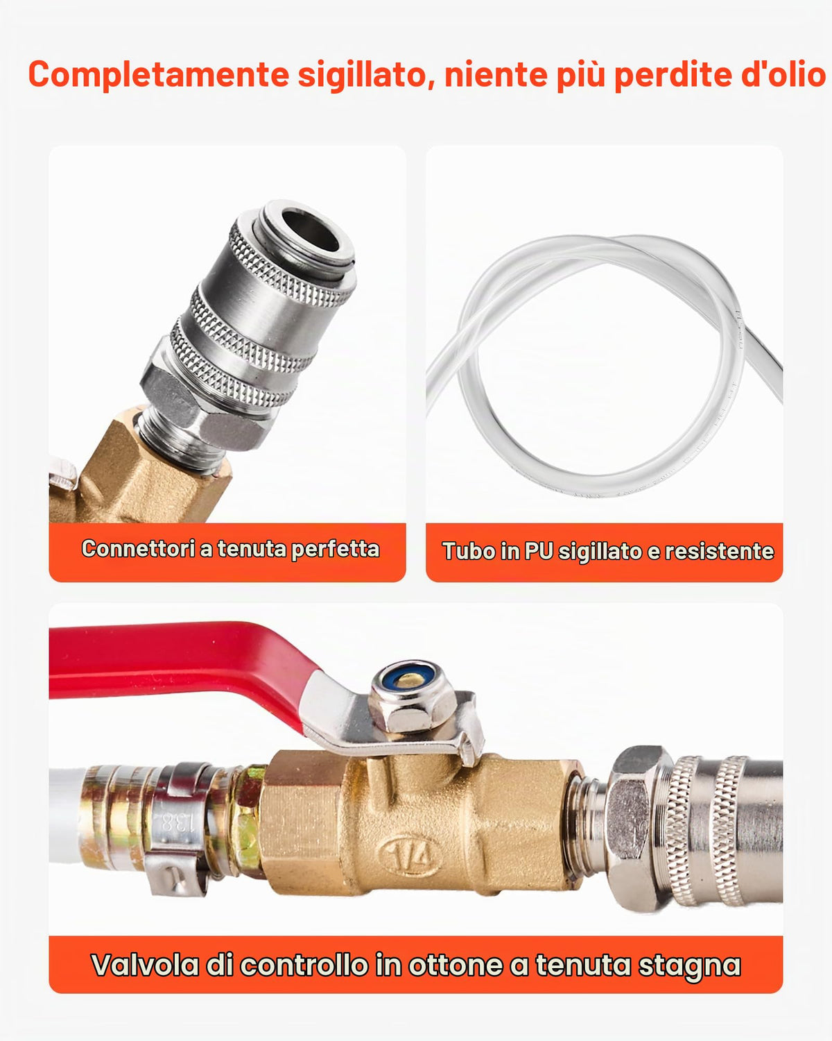 VEVOR Pompa per Fluido di Trasmissione, capacità 7,5 L, Pompa di Trasferimento Fluido con 8 Adattatori ATF e Attacco di Uscita da 120 cm, Erogatore per Estrattore di Olio per Auto, Tosaerba
