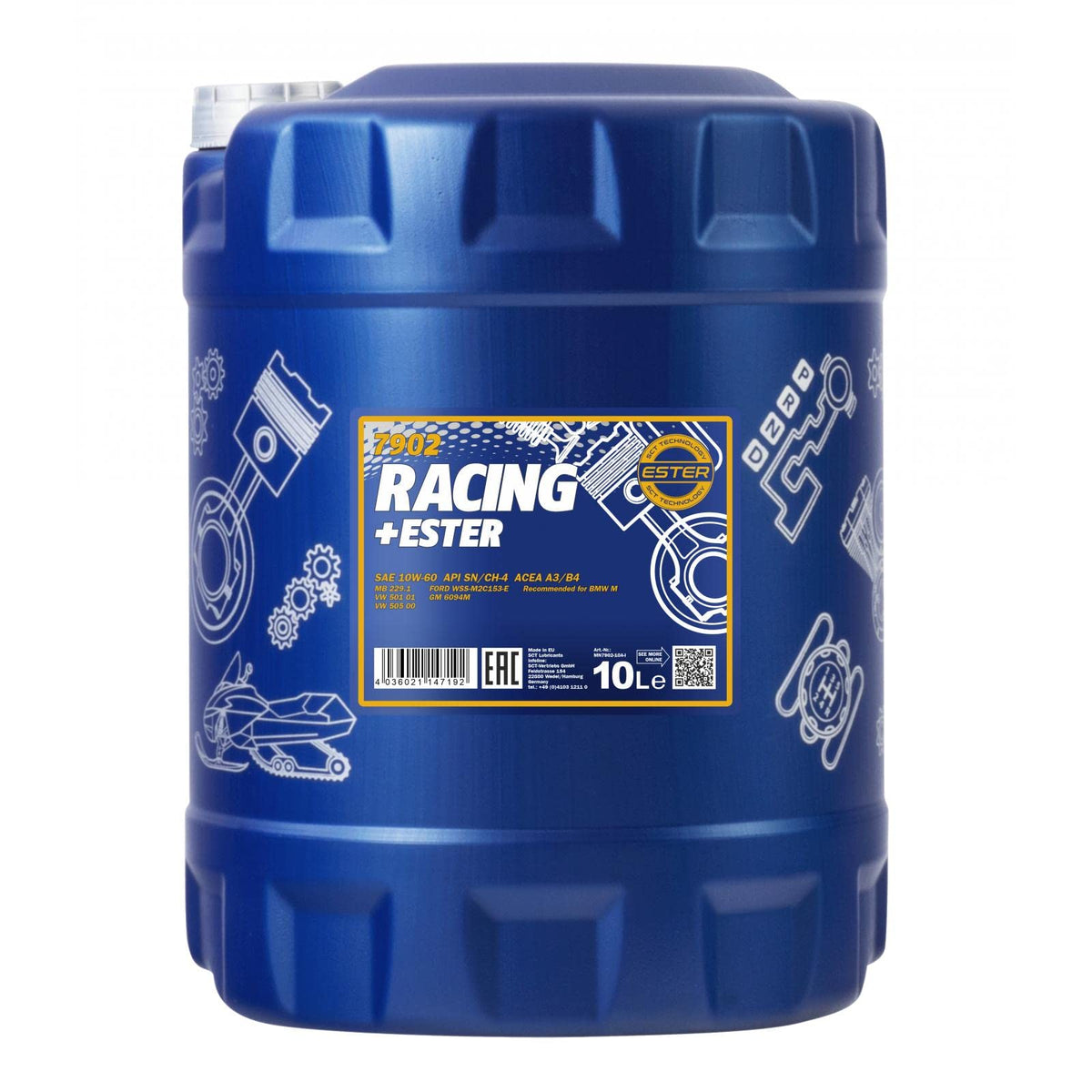 MANNOL Olio motore RACING+ESTER 10W-60 Olio sintetico 10 L Compatibilità con VW Golf 4 Hatchback 1J1 Golf 5 Hatchback 1K1 POLO 9N, AUDI A3 Sportback 8PA A3 Hatchback 8P1