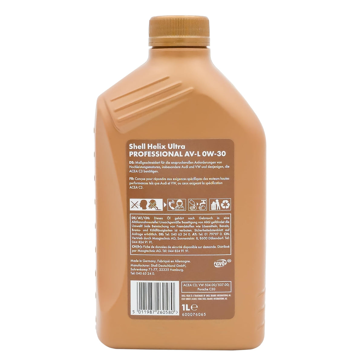 SHELL Olio motore Helix 0W-30 1 L Compatibilità con PEUGEOT 206 2 volumi/Coda spiovente 2A/C 207 WA, WC, VW Polo Hatchback 6R1, 6C1 Golf 4 Hatchback 1J1 Golf 7 Hatchback 5G1, BQ1, BE1, BE2