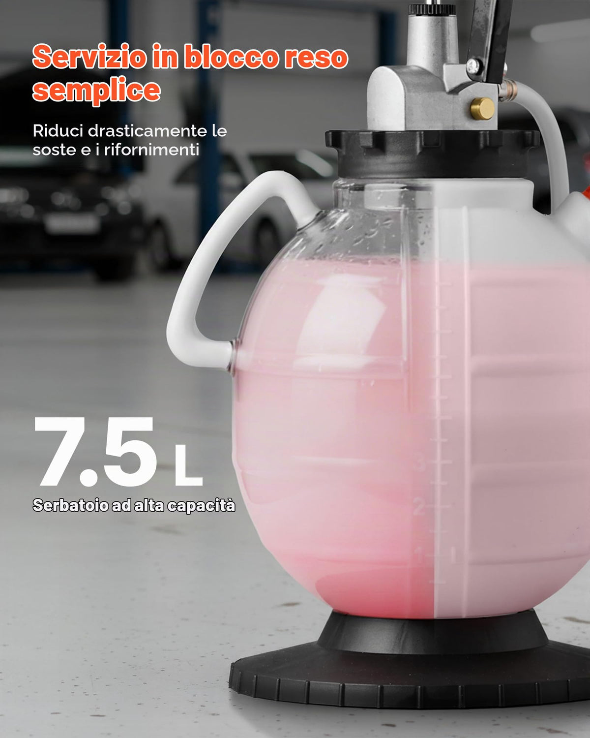 VEVOR Pompa per Fluido di Trasmissione, capacità 7,5 L, Pompa di Trasferimento Fluido con 8 Adattatori ATF e Attacco di Uscita da 120 cm, Erogatore per Estrattore di Olio per Auto, Tosaerba