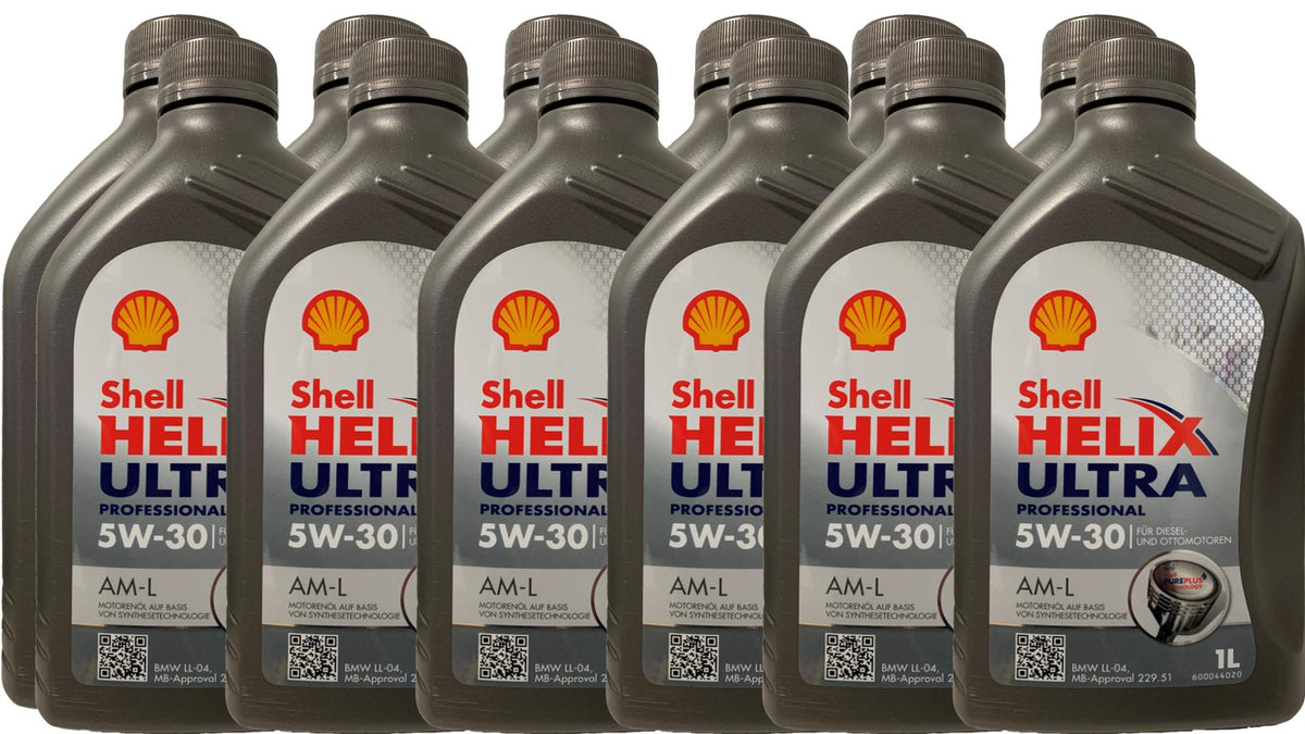 12 confezioni da 1 litro di olio per motore Shell Helix ULtra Professional AM-L 5W-30 MB 229.51, BMW LL04