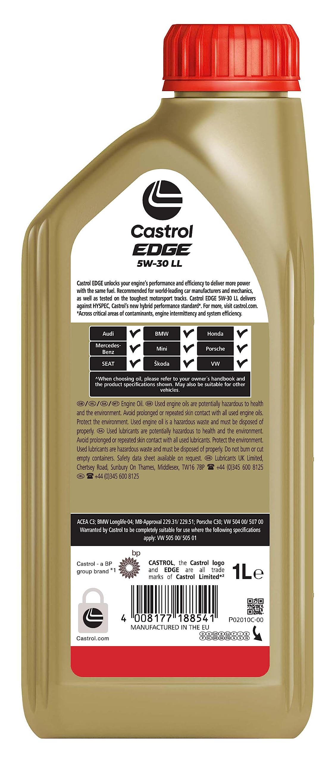 Castrol EDGE 5W-30 LL Olio Motore per auto Totalmente Sintetico, 4L