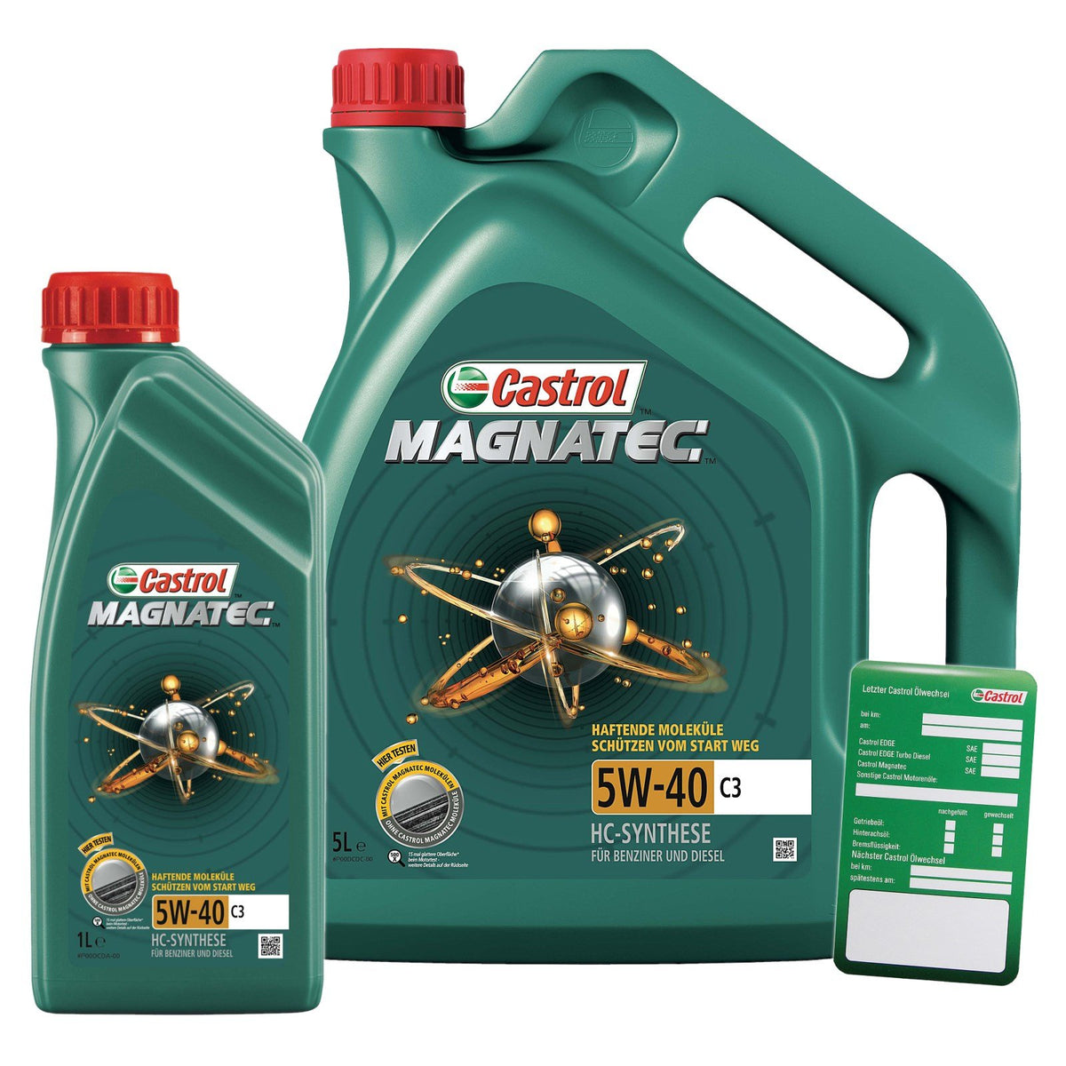 1 L + 5 L = 6 litro Castrol Magnatec 5W-40 C3 olio motore incl. Castrol etichetta cambio olio; specifico: API SN/CF; ACEA C3; MB 229.31; VW 502 00/505 00; BMW Longlife-04; Renault RN0700/0710; dexos2®