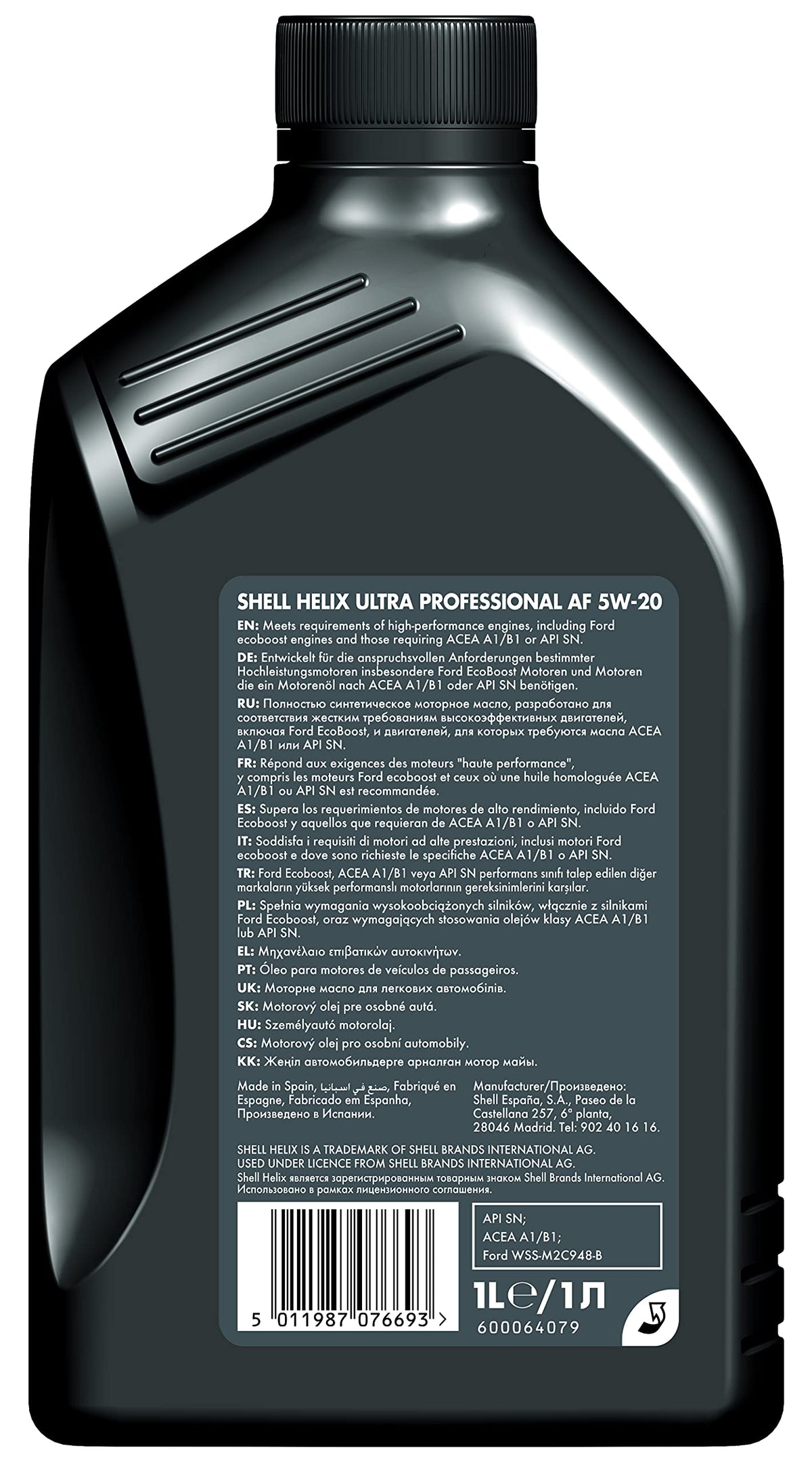 Shell 550055210 Helix Ultra Professional AF 5W20, Argento, Taglia Unica