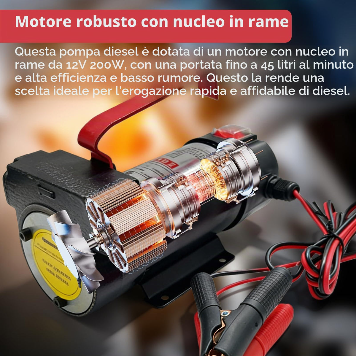 PORFOYO Pompa diesel, 12 V, 200 W, pompa di aspirazione dell'olio, pompa di travaso elettrica, 45 l/min, pompa di aspirazione, pompa dell'olio combustibile, pompa di ricambio dell'olio, per cherosene