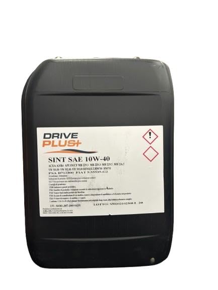 DRIVE+ 10W40 SL/CF Olio per Motore, 20L, Prestazioni: API SL/CF, Raccomandato: ACEA A3/B3,MB 229.1,VW 501.01,VW 505.00