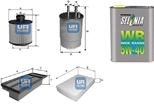 Kit filtri tagliando UFI Alfa Mito 1.3 JTDm 16v 66 Kw + 4 Litri Oil Selenia 5W40