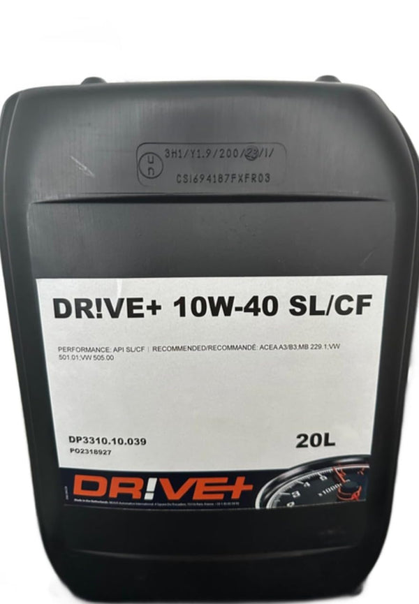 DRIVE+ 10W40 SL/CF Olio per Motore, 20L, Prestazioni: API SL/CF, Raccomandato: ACEA A3/B3,MB 229.1,VW 501.01,VW 505.00