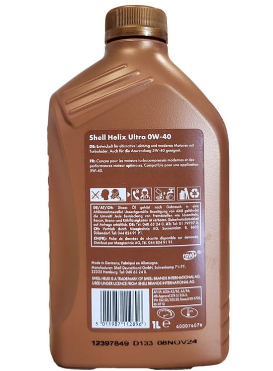 4x1 litro Olio motore Shell 0W-40 Helix Ultra 0W40