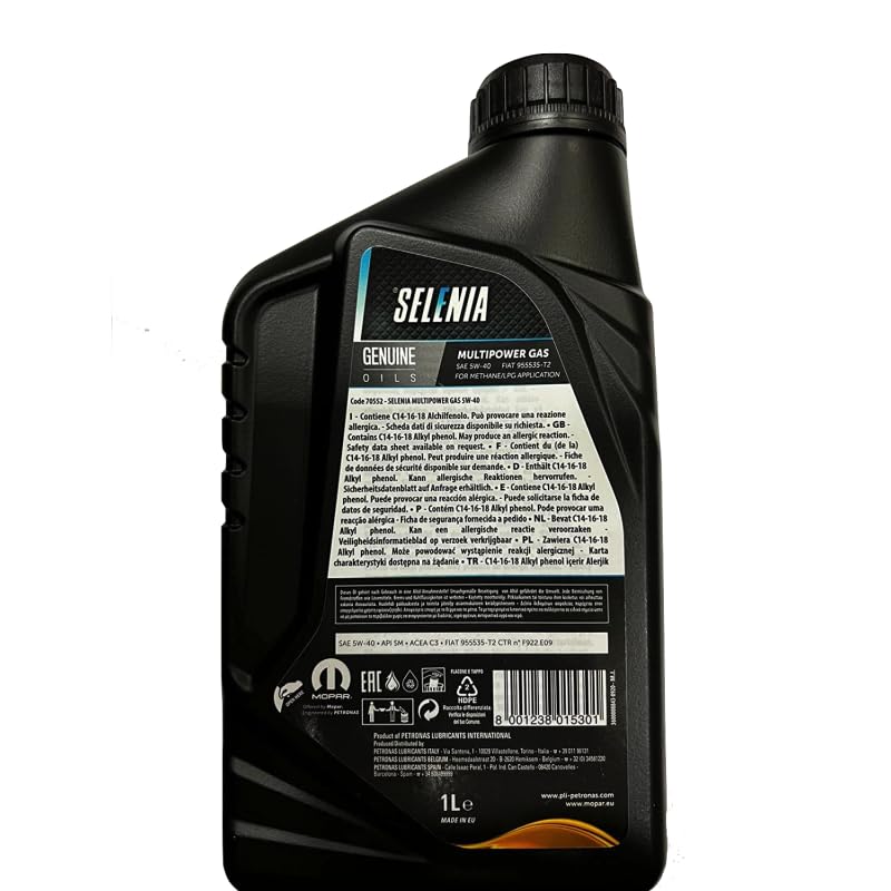 LUBRIFICANTE AUTO SEL. PETRONAS 5W40 MULTIPOWER GAS LITRI 4