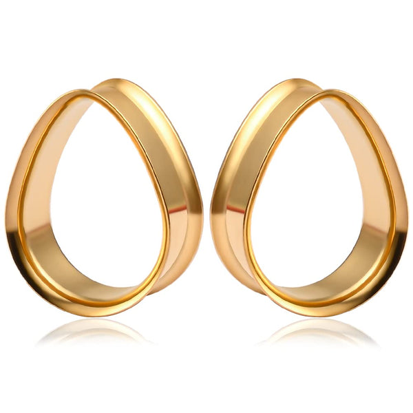 Vankula Dilatatori Lobo Double Flared tunnel dilatatore orecchie in Acciaio inossidabile Tedetrop lobi piercing espansori Gioielli Uomo Donna 10mm(00G) Oro