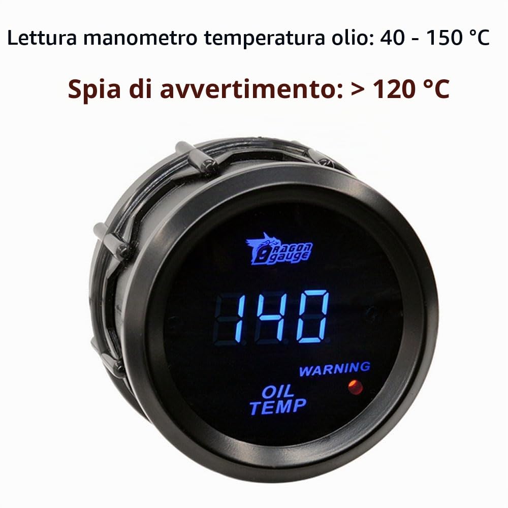 MOCNT Manometro Temperatura Olio 2" 52mm Indicatore Calibro Temperatura