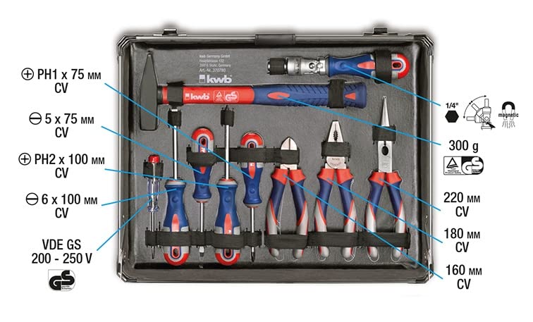 KWB 370780 Valigetta Utensili In Alluminio, 129 Pezzi