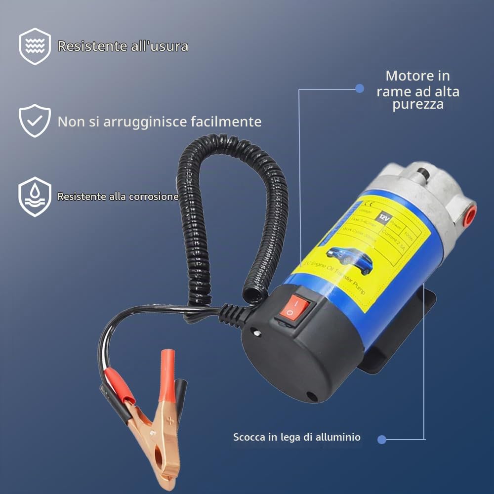 TONZACK Pompa di Cambio dell'olio Motore 12V 100W Pompa di Estrazione dell'olio Motore Pompa di Cambio dell'olio Adatta per Auto RV Moto Barca Pompa dell'olio elettrica