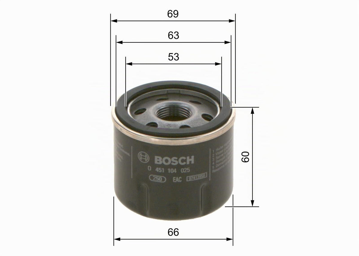 Bosch Filtro Olio per Auto P4025 - Protegge l'olio motore da fuliggine e da particelle metalliche - Offre una lubrificazione efficace del motore