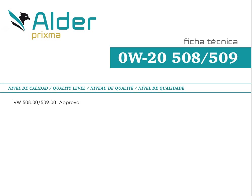 Olio Motore Auto Alder 0W20 - VW 508.00/509.00-5 Litri