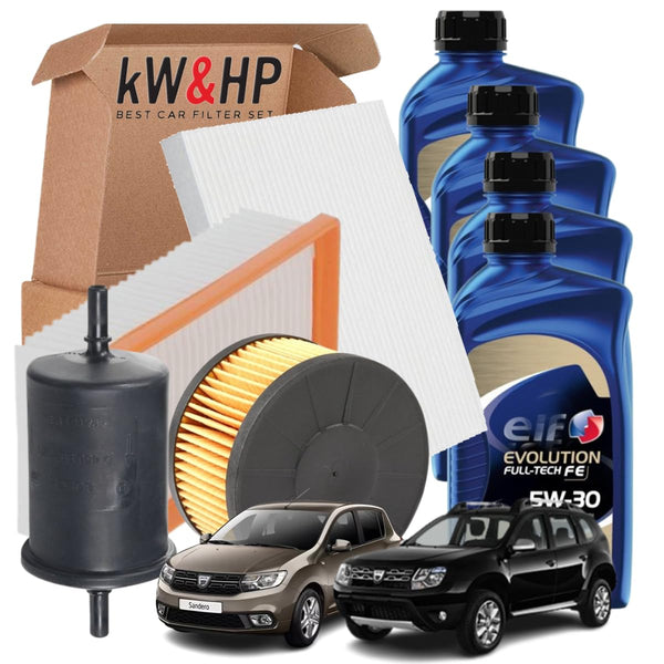 KIT TAGLIANDO 4 FILTRI + 4 LITRI OLIO MOTORE ORIGINALE 5W30 DUSTER II LOGAN SANDERO II 0.9 1.0 1.2 TCE