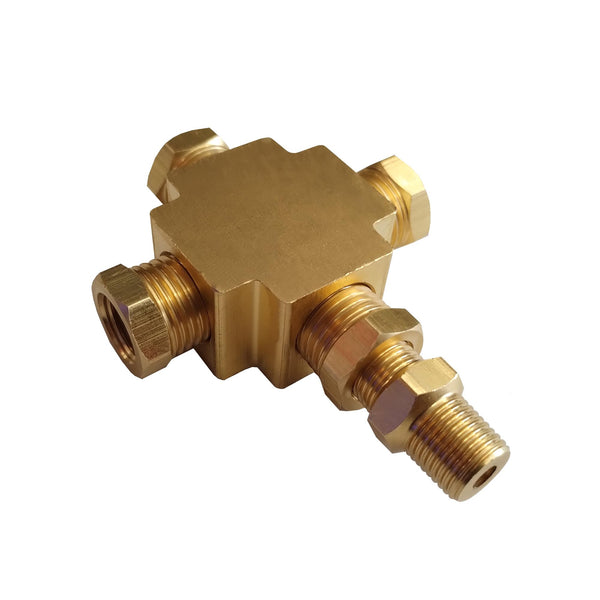 Simoni Racing T4 Adattatore per Sensore per Sensori Auto, Distributore e Connettore per Sensori Pressione e Temperatura Olio Motore, in Ottone