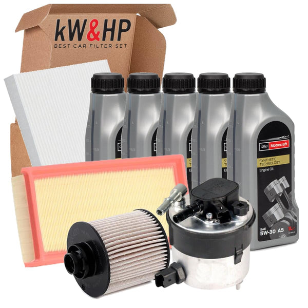 KIT TAGLIANDO 4 FILTRI + 5LT OLIO MOTORE ORIGINALE 5W-30 PER FOCUS C-MAX DM2 1.6 TDCI DIESEL (90 CV / 66 KW HHDA, DA ANNO 2005 > 2007)