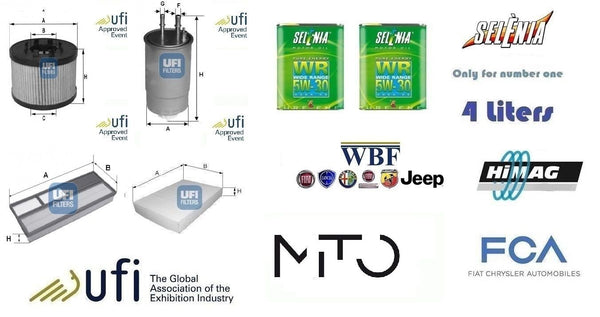 Kit filtri tagliando UFI Alfa Mito 1.3 JTDm 16v 66 Kw + 4 Litri Oil Selenia 5W30