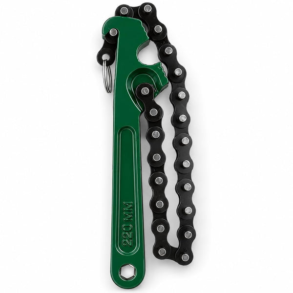 topolenashop Chiave a Catena 9" per Filtro Olio – Estrattore Professionale con Catena Regolabile 420 mm e Manico 220 mm, per Filtri Auto, Moto, Tubi, Raccordi e Componenti Meccanici | 05041