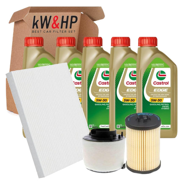 KIT TAGLIANDO 3 FILTRI + 5 LITRI OLIO MOTORE ORIGINALE 5W-30 COMPATIBILE CON A4 A5 2.0 TDI