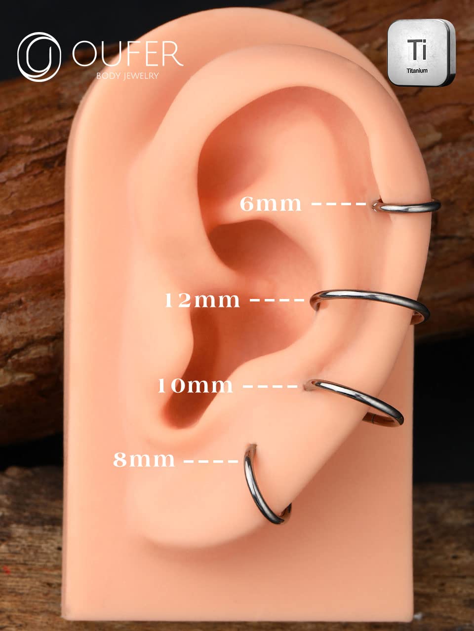 OUFER G23 - Orecchini a cerchio in titanio a forma di tacchino, cartilagine, piercing a elica helix, 16G conchetta cerniera labbro piercing naso, 1,2 mm, regalo da uomo e donna, 10 mm