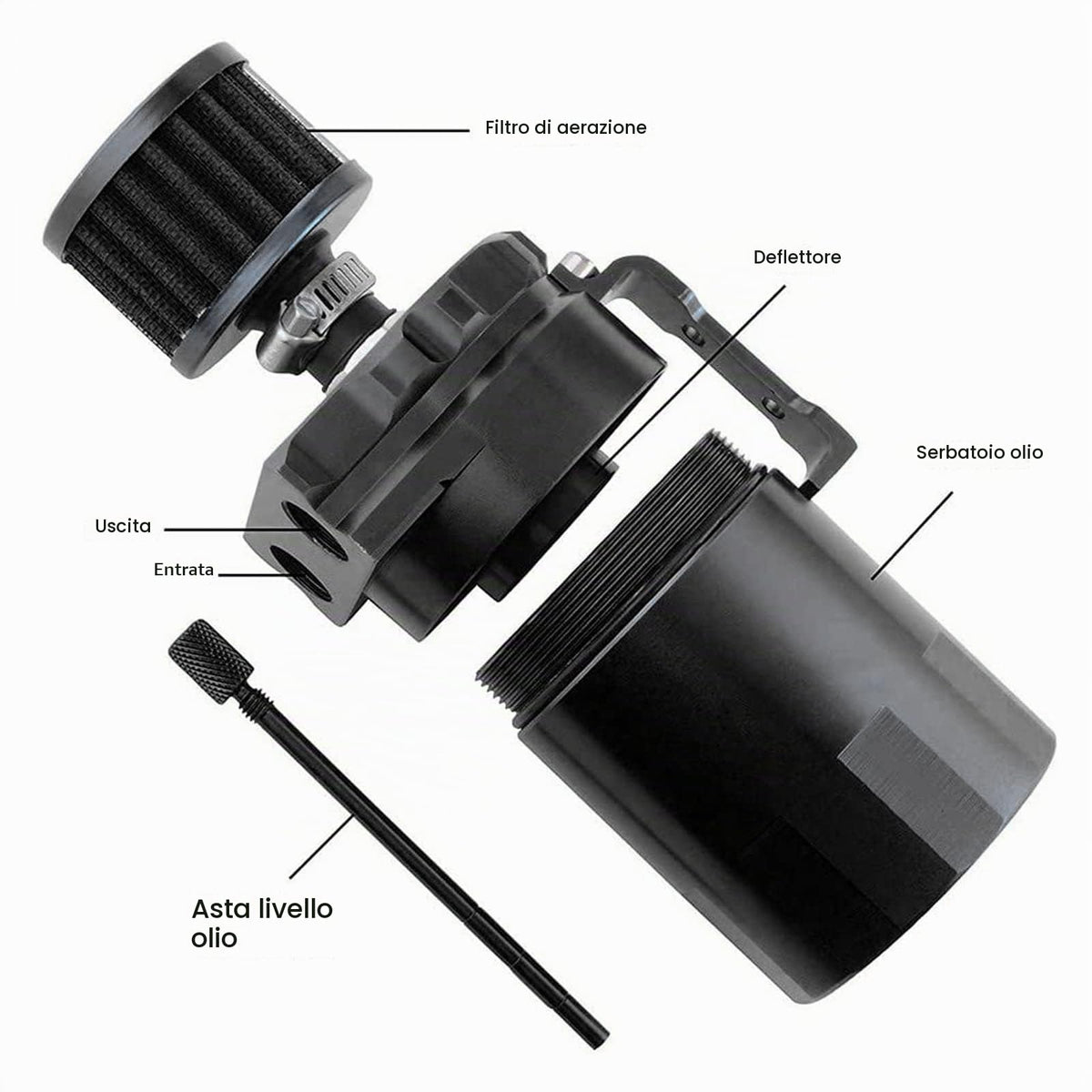 Weigudoc Serbatoio per Auto in Alluminio, Contenitore per Olio da 300 ml, Contenitore per Olio Motore, Serbatoio dell'olio separatore Motore con sfiato Filtro Aria e Accessori per Tubi Flessibili