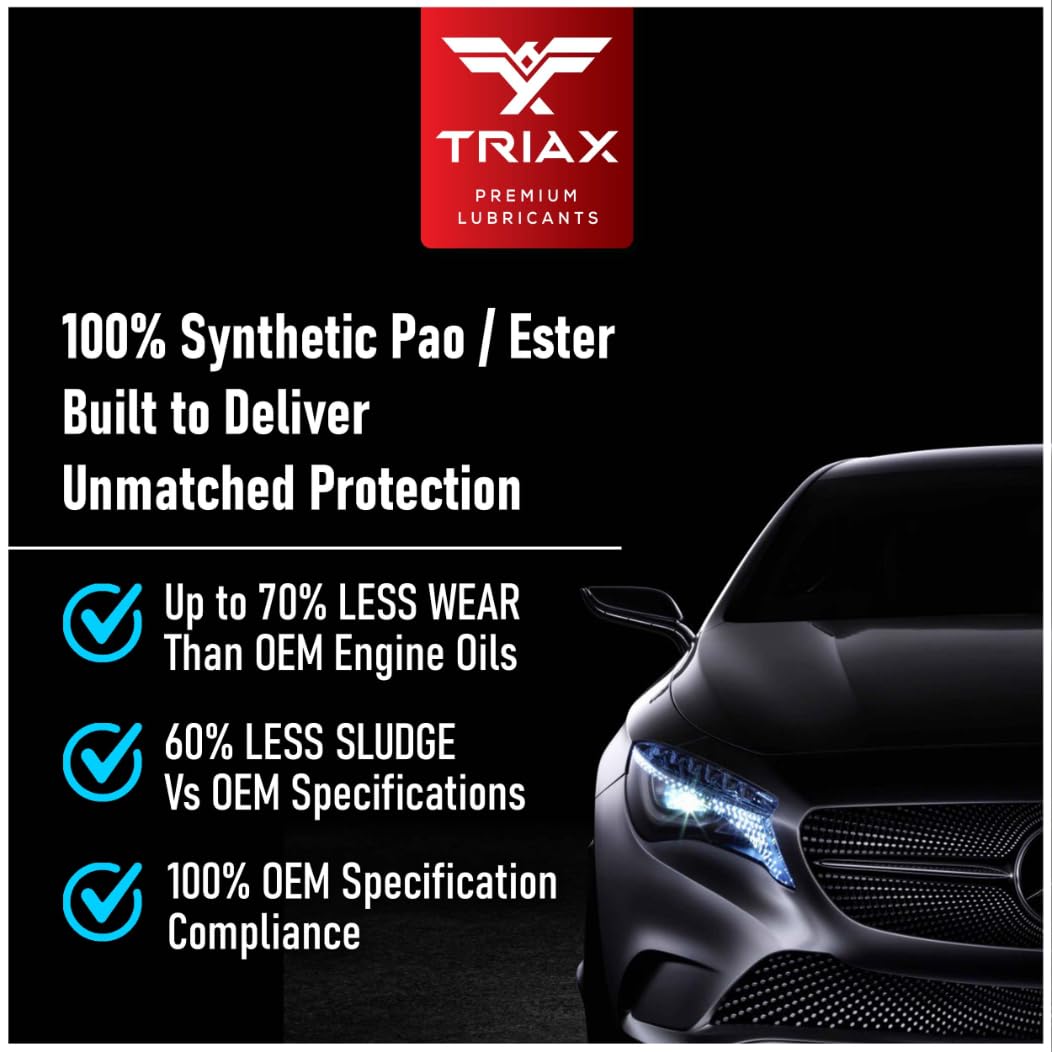 TRIAX Euro VX SAE 5W-30 Olio Motore Sintetico PAO Ester - Motori Benzina e Diesel con DPF e SCR - ACEA C3 API SP - VW/Audi 504.00 507.00 502.00 505.01 - BMW LL-04 - MB 229.51 229.31 (3 x 5 quarts)