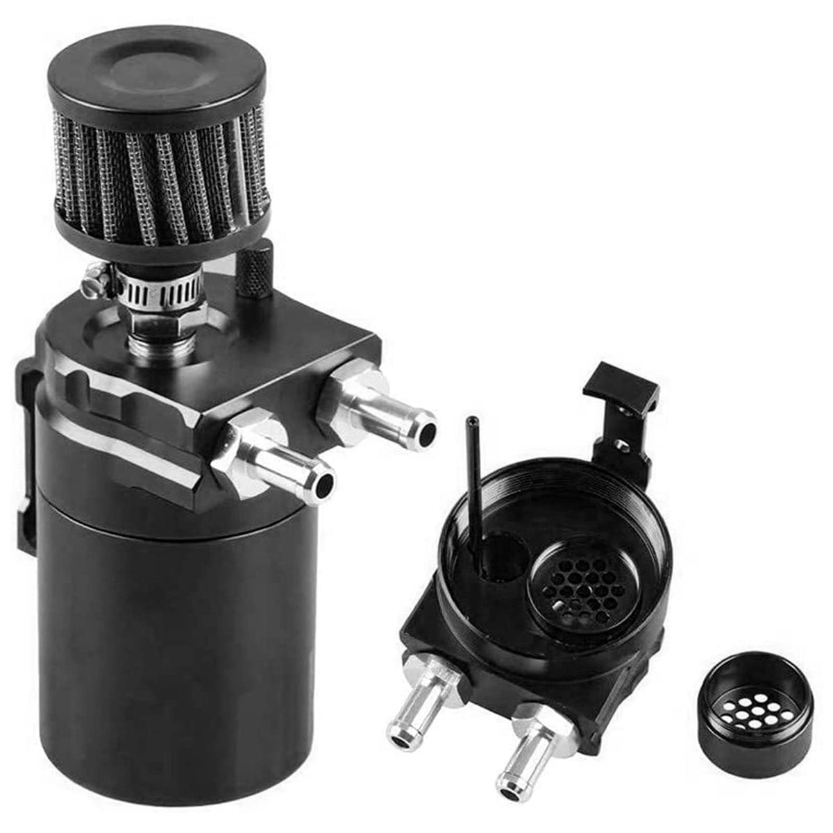 Weigudoc Serbatoio per Auto in Alluminio, Contenitore per Olio da 300 ml, Contenitore per Olio Motore, Serbatoio dell'olio separatore Motore con sfiato Filtro Aria e Accessori per Tubi Flessibili