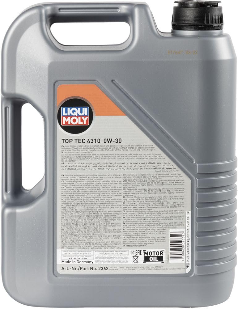 LIQUI MOLY | Top Tec 4310 0W-30 | 5 L | Oli motore | Tecnologia sintetica | SKU: 2362