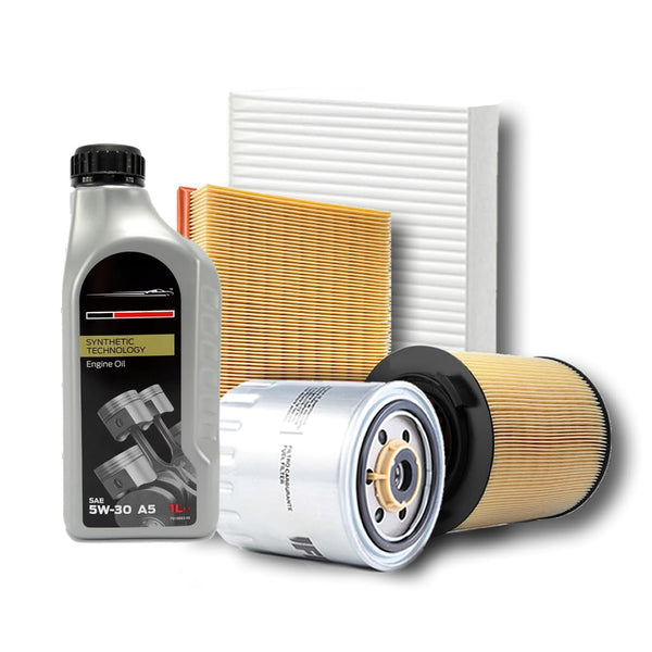 Kit tagliando auto, kit quattro filtri e 5 litri olio motore Synth 5W30 (PR10080/19)