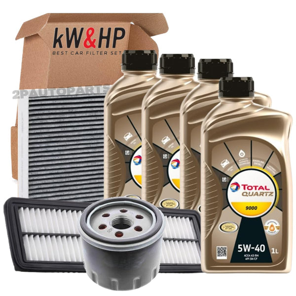 KIT TAGLIANDO 3 FILTRI + 4 LITRI OLIO MOTORE ORIGINALE QUARTZ 9000 5W40 PER i10 II 1.0 49KW 67CV