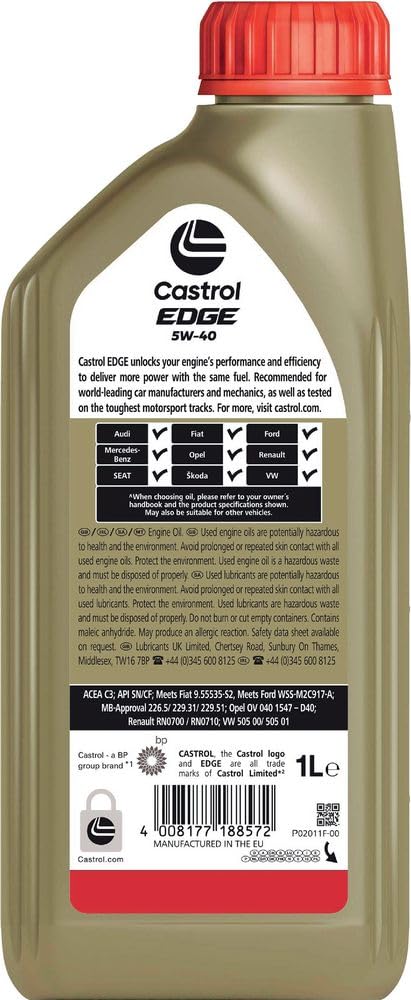 Olio per motore auto Edge 5W40 Titanium FST 1L lubrificante