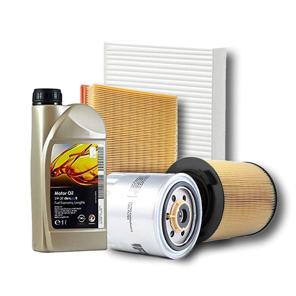 Kit tagliando auto, kit quattro filtri e 4 litri olio motore GM 5W30 (KF0009/fo)