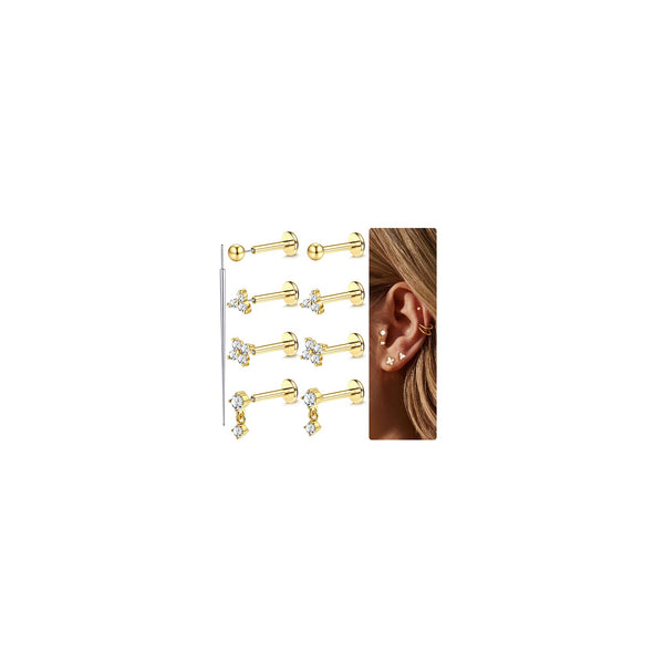 Chriscoco Medusa Helix Piercing Trago, Orecchio in Acciaio Chirurgico - CZ Cartilagine Orecchini per Naso e Labbro - 16G/18G/20G, 6/7/8MM