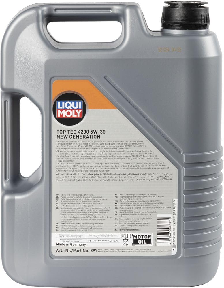 LIQUI MOLY I Top Tec 4200 5W-30 New Generation I 5 L I Oil Motore I Tecnologia Sintetica I SKU: 8973