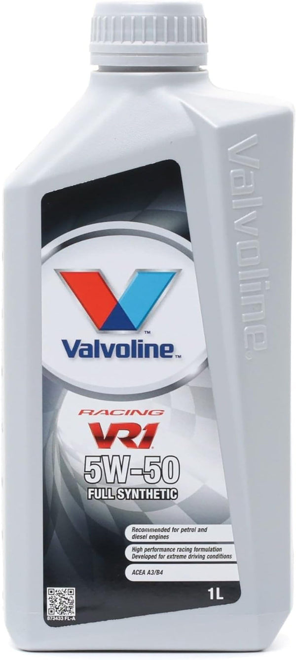 Valvoline Olio Motore VR1 RACING 5W-50 1L Lubrificatore Auto Sintetico formulato per auto ad altissime prestazioni con motori a benzina turbo