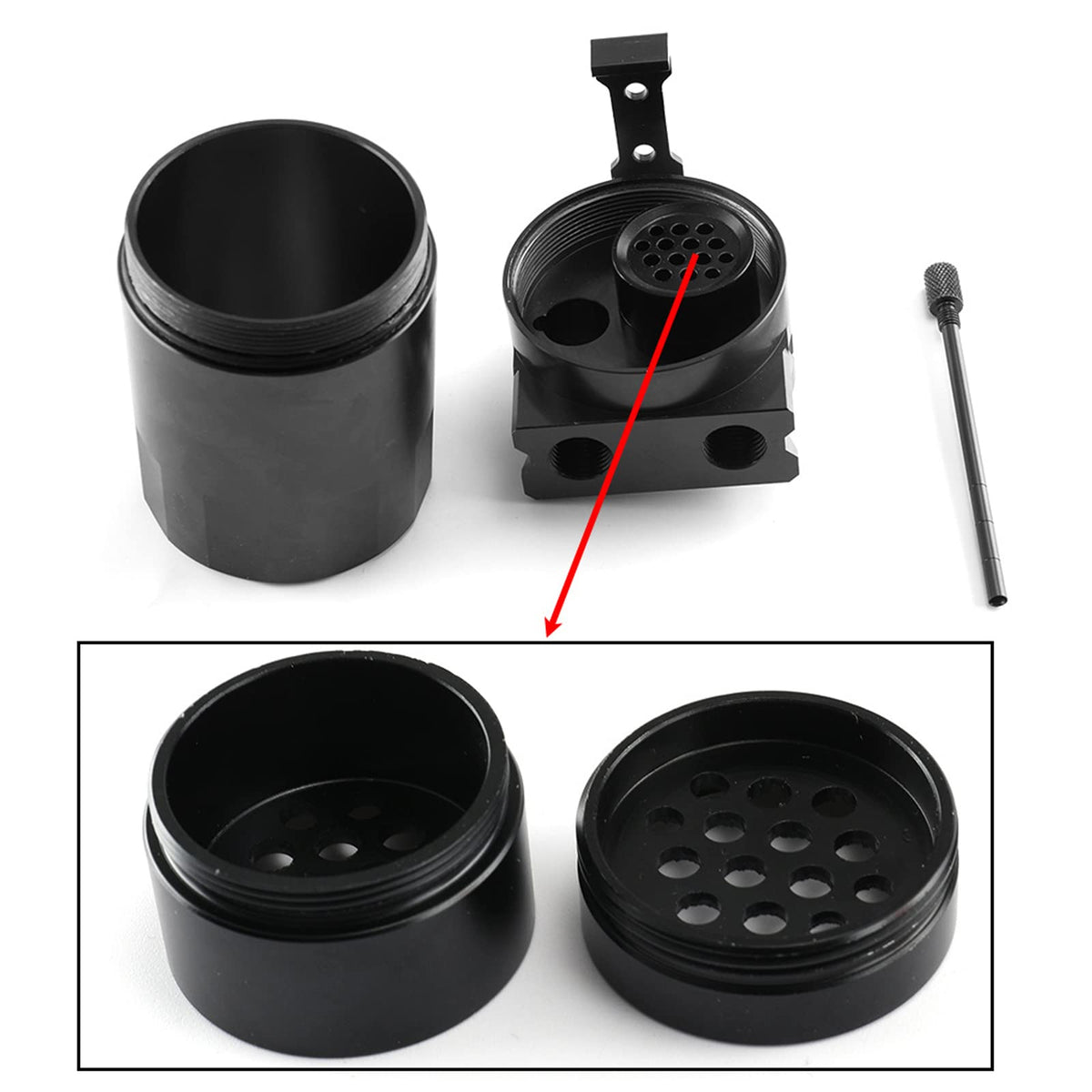 Weigudoc Serbatoio per Auto in Alluminio, Contenitore per Olio da 300 ml, Contenitore per Olio Motore, Serbatoio dell'olio separatore Motore con sfiato Filtro Aria e Accessori per Tubi Flessibili