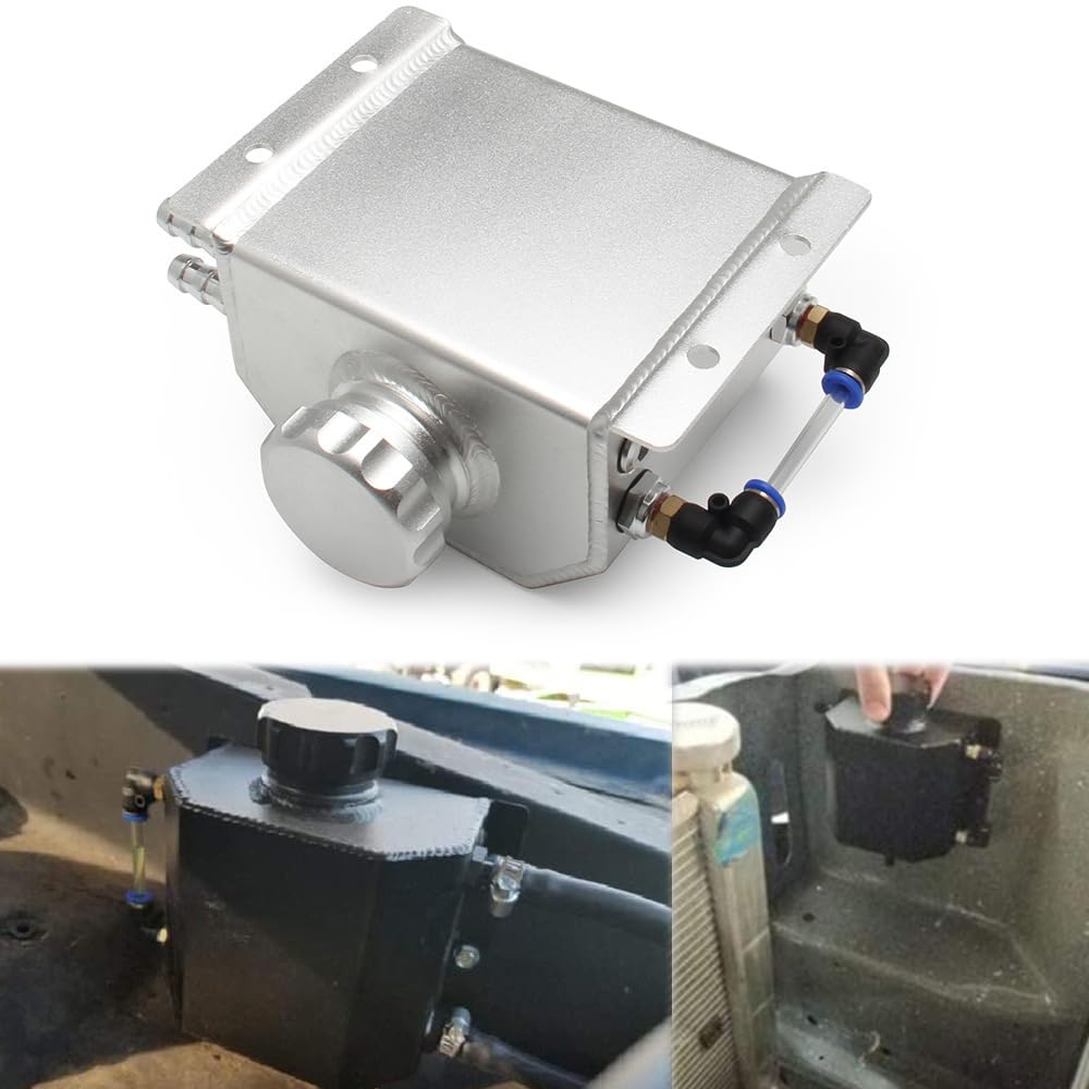 Shkalacar Serbatoio del radiatore del Liquido di Raffreddamento per Auto in Alluminio da 2 Litri Serbatoi di sfiato dell'olio universali con Tappo di Scarico