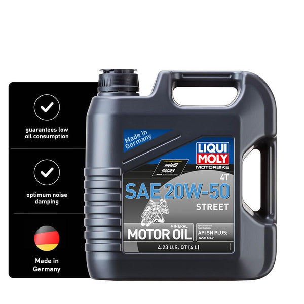 LIQUI MOLY Olio motore Motorbike 4T 20W-50 Olio minerale 4 L Compatibilità con YAMAHA MOTORCYCLES FJ FZS FZX TT XV