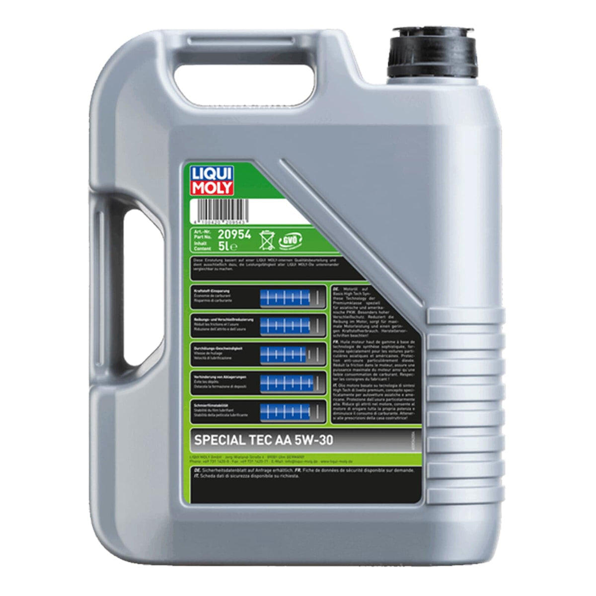 LIQUI MOLY Olio motore Special Tec 5W-30 5 L Compatibilità con RENAULT Megane 3 Hatchback BZ0/1 Twingo 1 C06 KANGOO Express FW0/1, NISSAN Qashqai/Qashqai +2 I J10, NJ10, OPEL Corsa D Hatchback S07