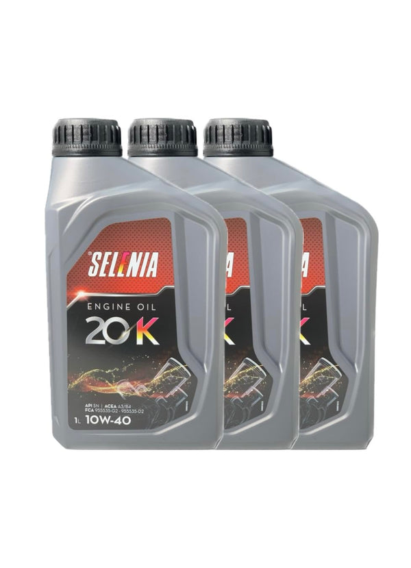 Olio Motore SELENIA 20K 10W-40, Lubrificante con Basi Sintetiche, Energy Conserving, per Motori a Benzina (3L)