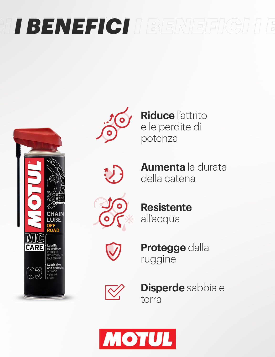 Motul MC Care C3 Chain Lube Off Road Catena Spray 400 ml,150x20x10v